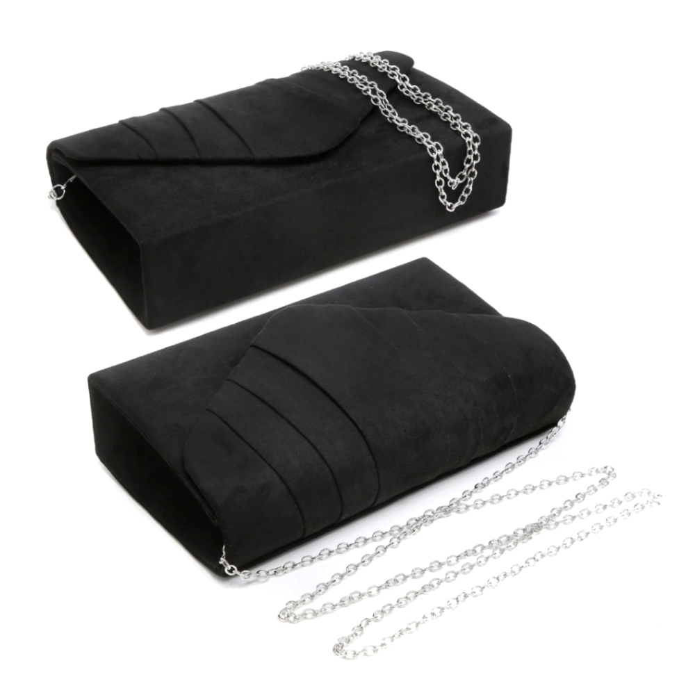 Clutch Purse Evening Bag 👛 Evening Wedding Party Velvet Suede Pleated Handbag